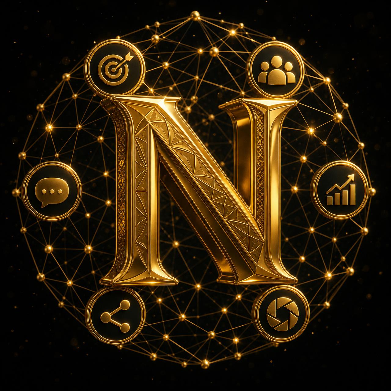Nysa Digital gold monogram surrounded by service icons